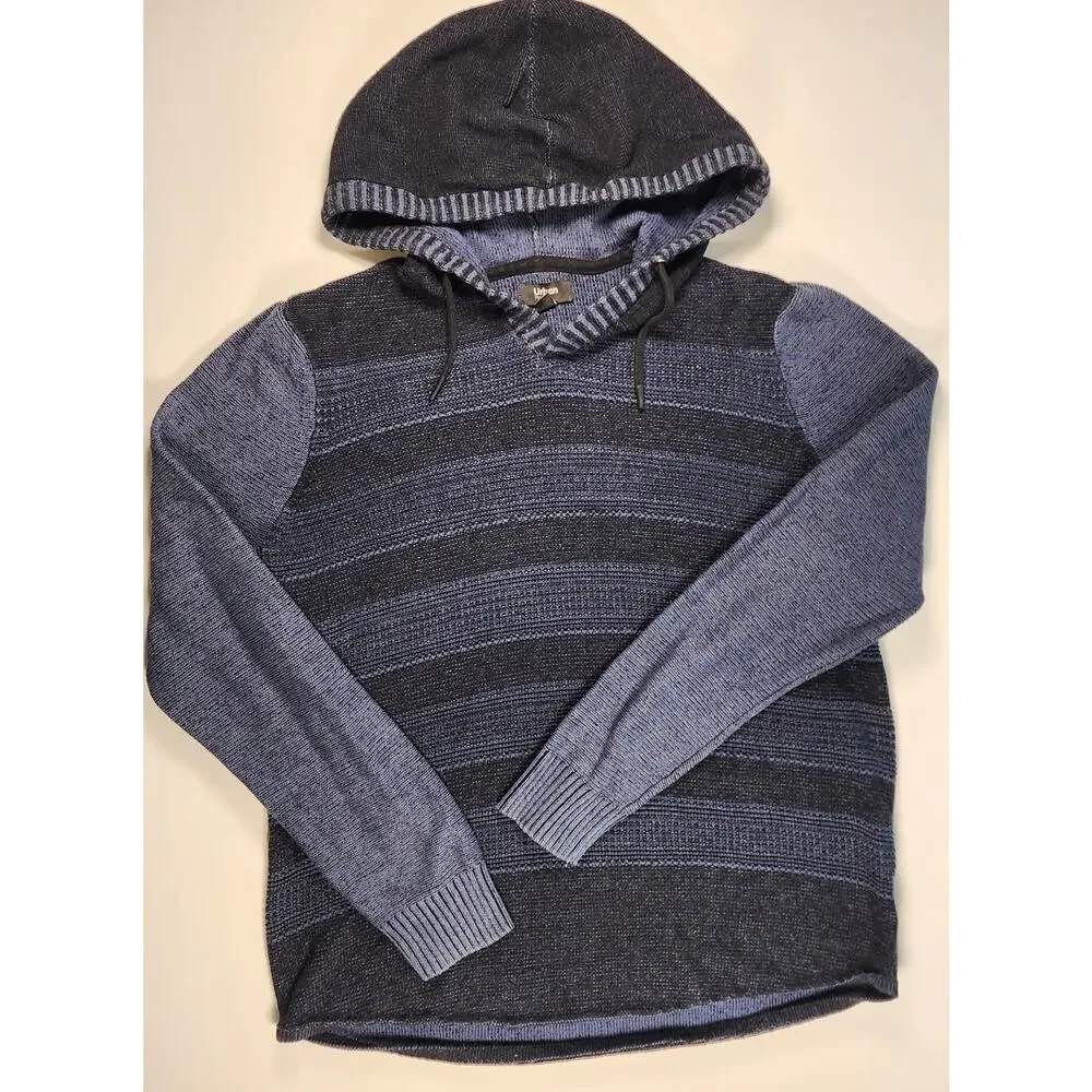 Urban Pipeline Men's Striped Knit Hoodie XL Gray Black Casual